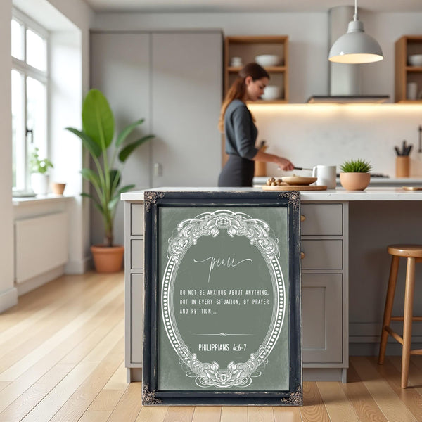 Bella Frye Philippians 4:6-7 Bible Verse Wall Art – Peace Through Prayer – Christian Scripture Print