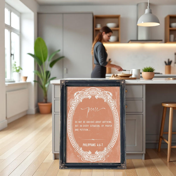 Bella Frye Philippians 4:6-7 Bible Verse Wall Art – Peace Through Prayer – Christian Scripture Print