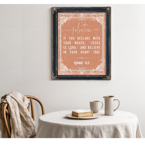 Bella Frye Romans 10:9 Bible Verse Wall Art – Confess and Believe – Christian Salvation Print