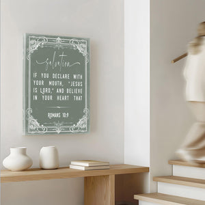 Bella Frye Romans 10:9 Bible Verse Wall Art – Confess and Believe – Christian Salvation Print
