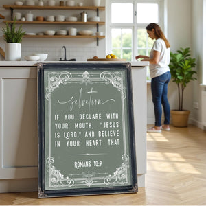 Bella Frye Romans 10:9 Bible Verse Wall Art – Confess and Believe – Christian Salvation Print