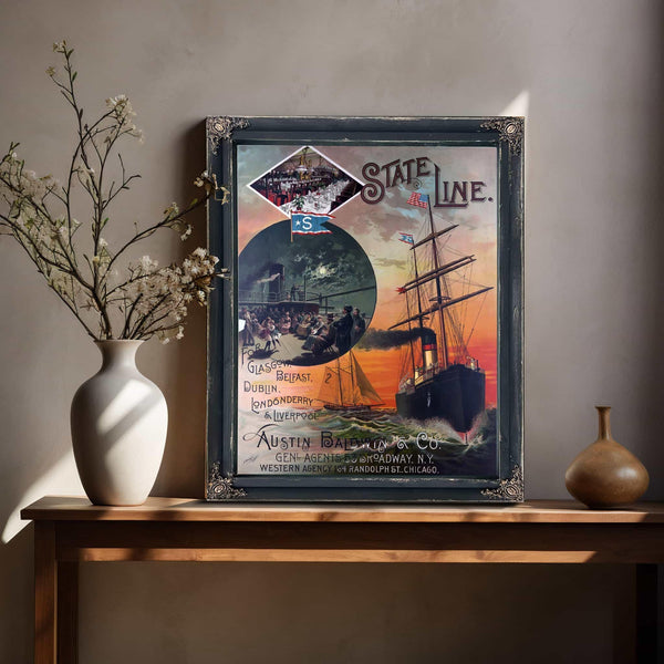 Bella Frye Shipping State Line to Ireland, Liverpool Framed Art - Vintage Artwork Print