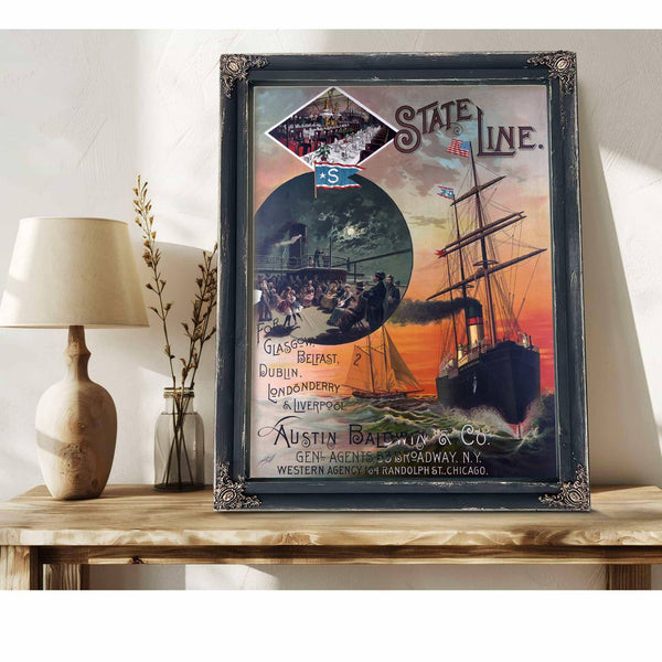Bella Frye Shipping State Line to Ireland, Liverpool Framed Art - Vintage Artwork Print