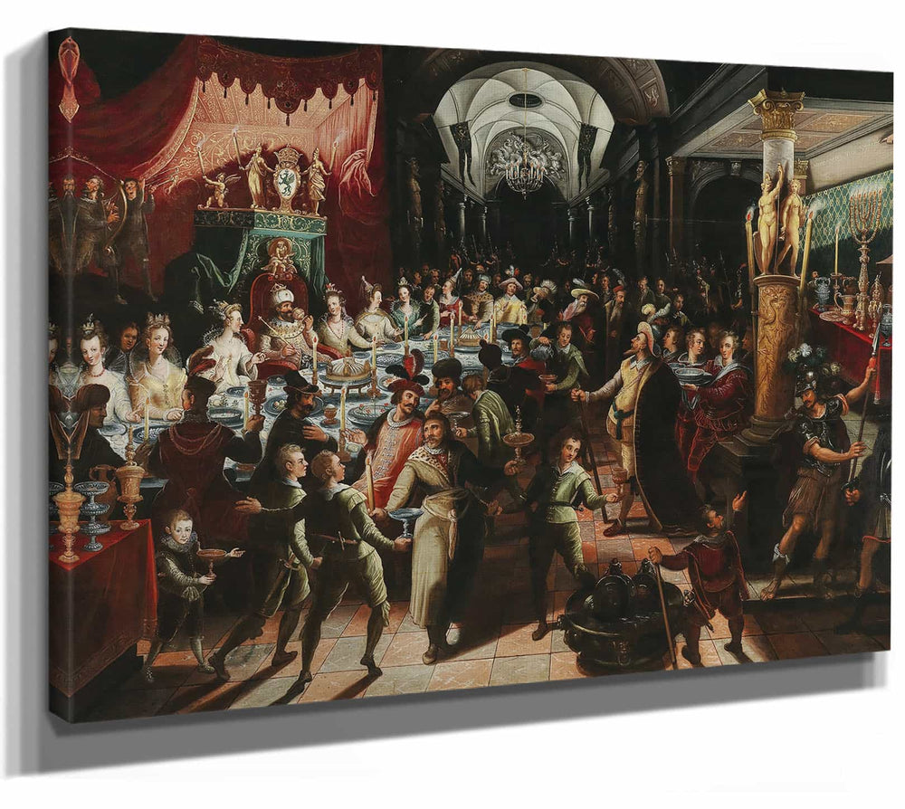 Bartholomaus Strobl Ii 14" x 11" / Stretched Canvas Wrap Belshazzar’s Feast By Bartholomaus Strobl Ii