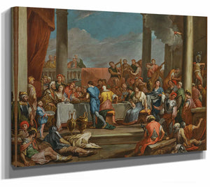 Giulio Carpioni 14" x 11" / Stretched Canvas Wrap Belshazzars Feast By Giulio Carpioni