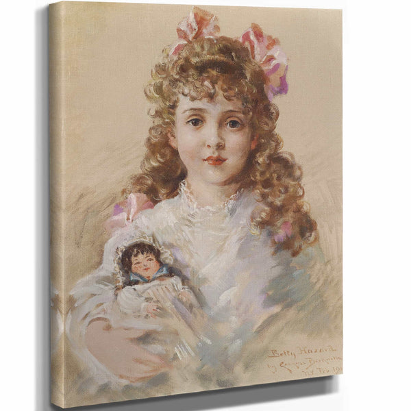 James Carroll Beckwith 11" x 14" / Stretched Canvas Wrap Betty Hazard With Her Favourite Doll By James Carroll Beckwith