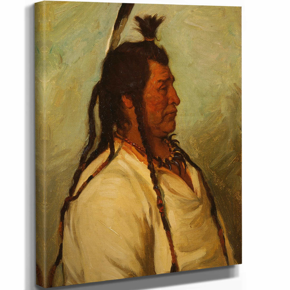 Joseph Henry Sharp 11" x 14" / Stretched Canvas Wrap Big Brave Blackfeet Dance Chief By Joseph Henry Sharp