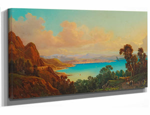 Albert Rieger 18" x 12" / Stretched Canvas Wrap Blick In Die Bucht Von Triest By Albert Rieger