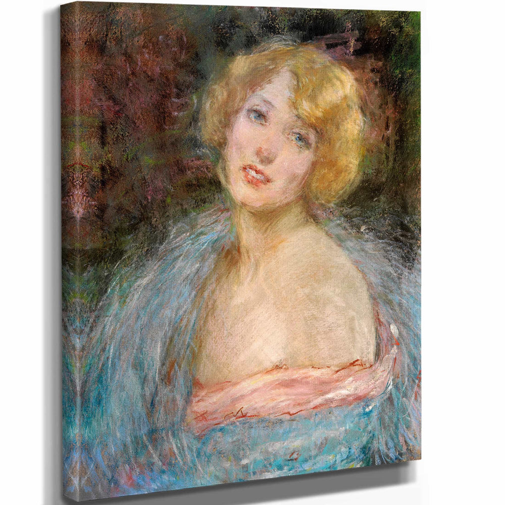 Alice Pike Barney 11" x 14" / Stretched Canvas Wrap Blonde Girl With Boa By Alice Pike Barney