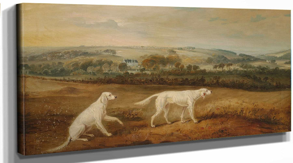 John Ferneley Blush And Juno English Setters In An Extensive Landscape By John Ferneley