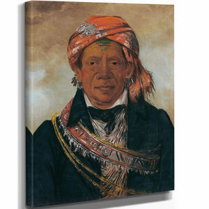 George Catlin 11" x 14" / Stretched Canvas Wrap Bod A Sin Chief Of The Tribe By George Catlin