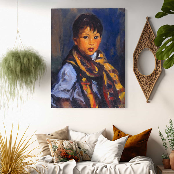 Robert Henri Boy With Plaid Scarf By Robert Henri