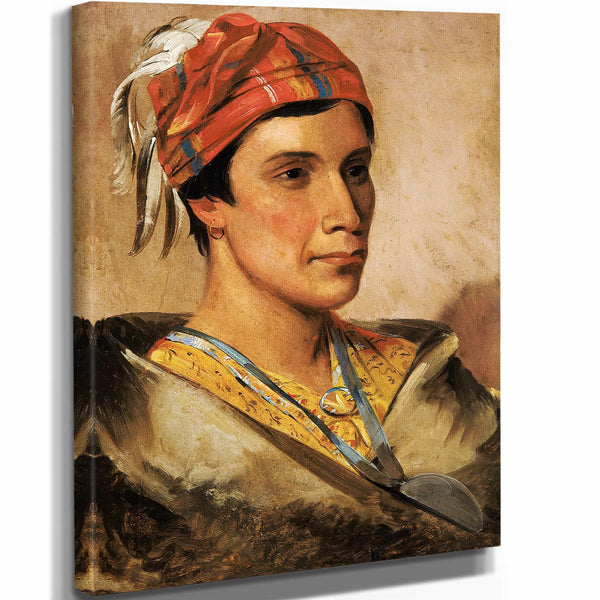 George Catlin 11" x 14" / Stretched Canvas Wrap Bread Chief Of The Tribe By George Catlin