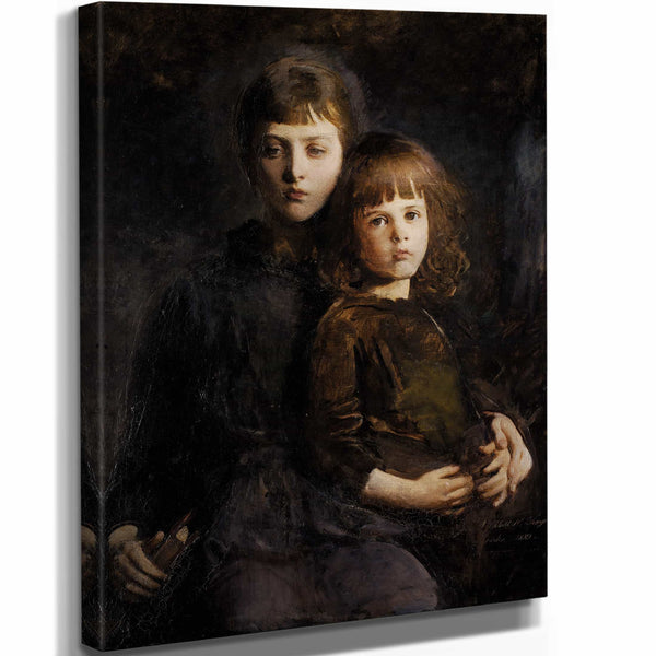 Abbott Handerson Thayer 11" x 14" / Stretched Canvas Wrap Brother And Sister By Abbott Handerson Thayer