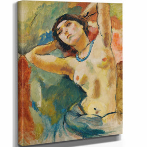 Jules Pascin 11" x 14" / Stretched Canvas Wrap Brune Au Collier Bleu By Jules Pascin