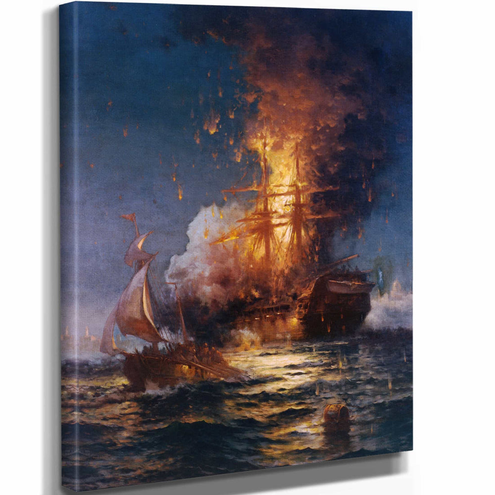 Edward Moran Burning Of The Frigate Philadelphia In The Harbor Of Tripoli By Edward Moran