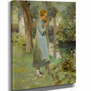 Theodore Robinson 11" x 14" / Stretched Canvas Wrap By The River By Theodore Robinson