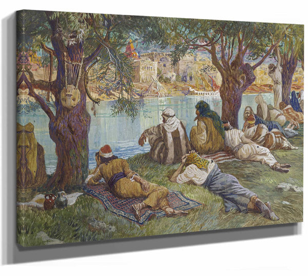 James Tissot 14" x 11" / Stretched Canvas Wrap By The Waters Of Babel By James Tissot