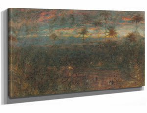 Albert Goodwin 18" x 12" / Stretched Canvas Wrap Cabbage Palms Demerara Guyana By Albert Goodwin