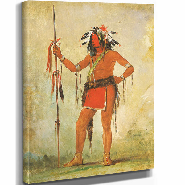 George Catlin 11" x 14" / Stretched Canvas Wrap Cah Be Mub Bee He Who Sits Everywhere A Brave By George Catlin