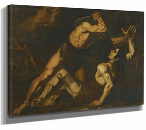 Neapolitan School 14" x 11" / Stretched Canvas Wrap Cain And Abel By Neapolitan School