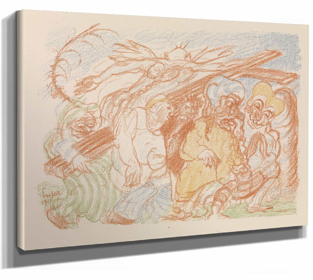 James Ensor 14" x 11" / Stretched Canvas Wrap Calvary By James Ensor