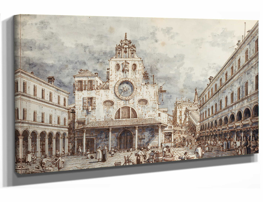 Canaletto 18" x 12" / Stretched Canvas Wrap Campo San Giacomo Di Rialto Venice By Canaletto