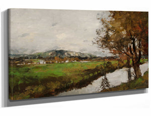 Joseph Frank Currier 18" x 12" / Stretched Canvas Wrap Canal At Dachau By Joseph Frank Currier