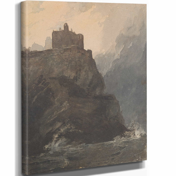 Thomas Sully Castle On Cliff With A Stormy Sea And Shipwreck At Base Of Cliff By Thomas Sully