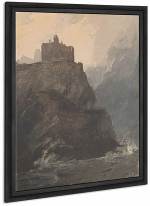 Castle On Cliff With A Stormy Sea And Shipwreck At Base Of Cliff By Thomas Sully