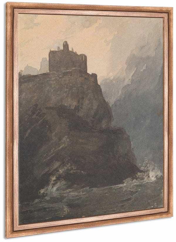 Castle On Cliff With A Stormy Sea And Shipwreck At Base Of Cliff By Thomas Sully