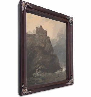 Castle On Cliff With A Stormy Sea And Shipwreck At Base Of Cliff By Thomas Sully