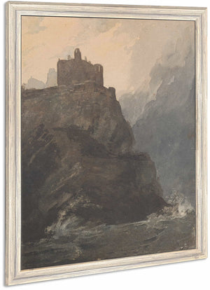 Castle On Cliff With A Stormy Sea And Shipwreck At Base Of Cliff By Thomas Sully