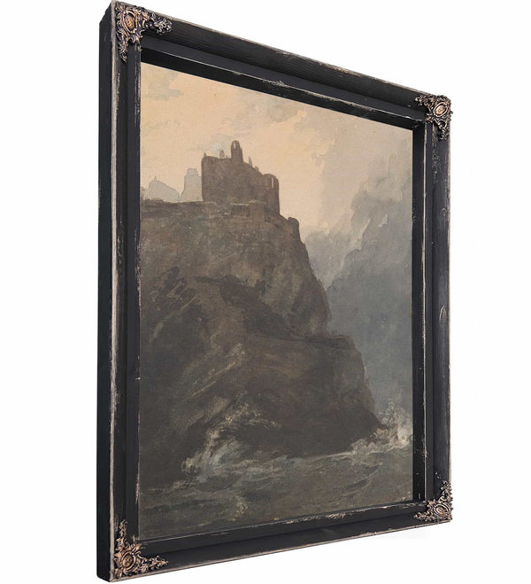 Castle On Cliff With A Stormy Sea And Shipwreck At Base Of Cliff By Thomas Sully