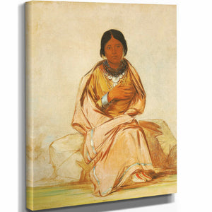 George Catlin 11" x 14" / Stretched Canvas Wrap Chee A Ex E Co Daughter Of Deer Without A Heart By George Catlin