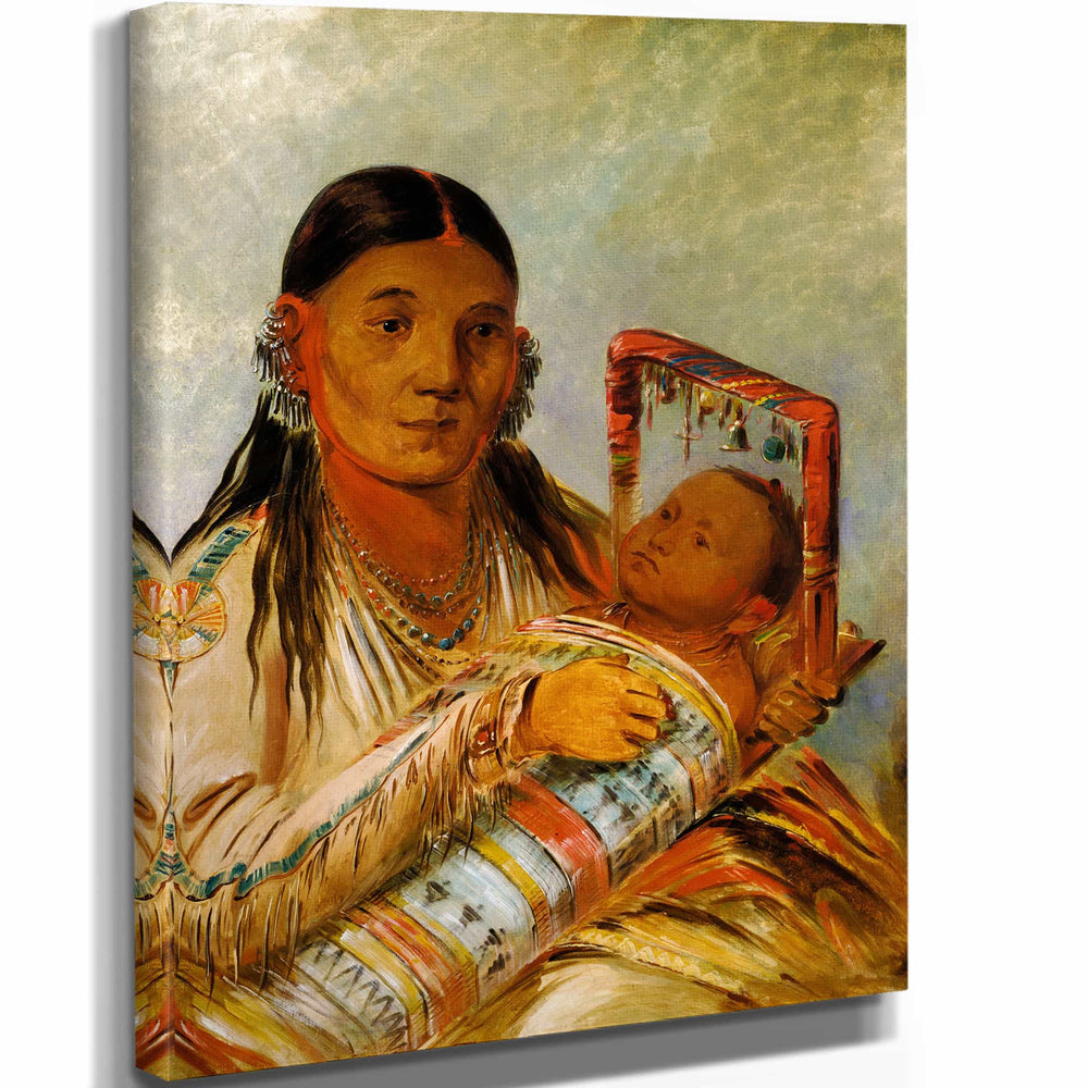 George Catlin 11" x 14" / Stretched Canvas Wrap Chee Ah Ka Tchee Wife Of Not To Way By George Catlin