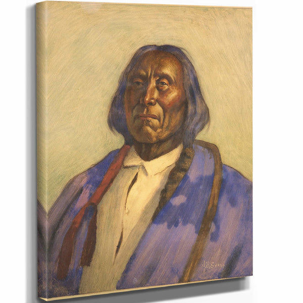 Joseph Henry Sharp 11" x 14" / Stretched Canvas Wrap Chief Red Cloud Sioux By Joseph Henry Sharp