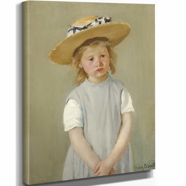 Mary Cassatt 11" x 14" / Stretched Canvas Wrap Child In A Straw Hat By Mary Cassatt