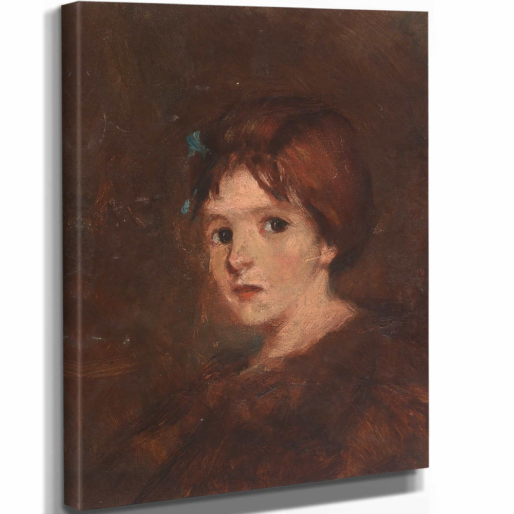 Alice Pike Barney 11" x 14" / Stretched Canvas Wrap Child In Browns By Alice Pike Barney