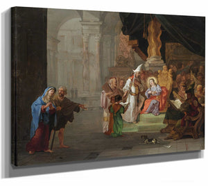 Abraham Hondius 14" x 11" / Stretched Canvas Wrap Christ Among The Doctors By Abraham Hondius