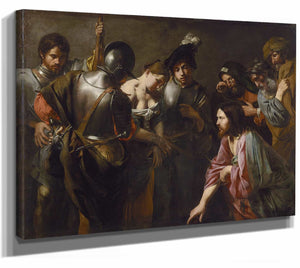 Valentin De Boulogne 14" x 11" / Stretched Canvas Wrap Christ And The Adulteress By Valentin De Boulogne