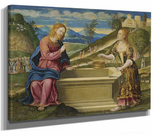 Christ And The Woman Of Samaria By Girolamo Da Santacroce