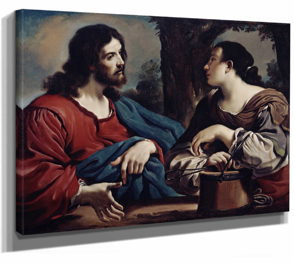 Workshop Of Guercino Christ And The Woman Of Samaria By Workshop Of Guercino