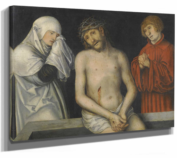 Christ As Man Of Sorrows Together With The Virgin And Saint John By Lucas Cranach The Younger