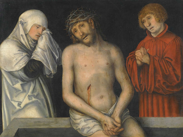 Lucas Cranach The Younger Christ As Man Of Sorrows Together With The Virgin And Saint John By Lucas Cranach The Younger