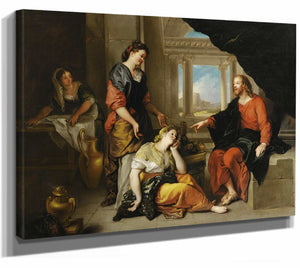 Charles De La Fosse 14" x 11" / Stretched Canvas Wrap Christ At The Home Of Martha And Mary By Charles De La Fosse