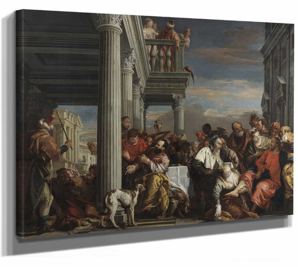 Giovanni Battista Tiepolo 14" x 11" / Stretched Canvas Wrap Christ In The House Of Simon The Pharisee By Giovanni Battista Tiepolo