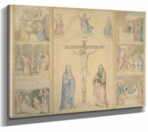 Christ On The Cross With Six Scenes From The Life Of Christ By Eduard Von Steinle