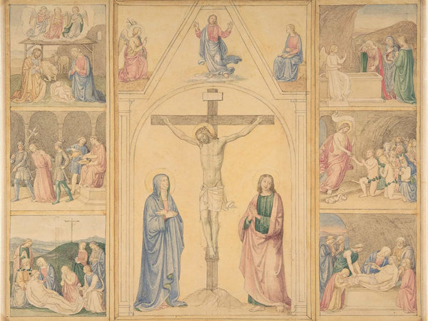 Eduard Von Steinle Christ On The Cross With Six Scenes From The Life Of Christ By Eduard Von Steinle