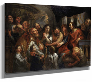 Christus En De Overspelige Vrouw By Jacob Jordaens